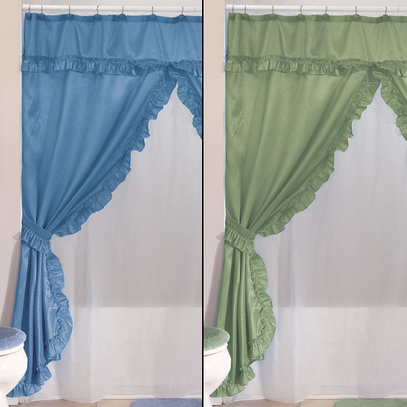 Double Swag Shower Curtains With Valance Make a a Shower Curtai
